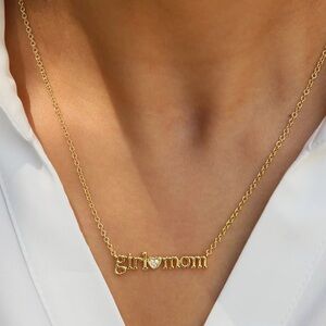 New Girl Mom Love Heart Mothers Day Gift Link Chain Zircon Pendant Necklace